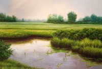 Aqiq Ahsan, 30 x 44 Inch, Oil on Canvas,  Landscape Painting, AC-AQA-005